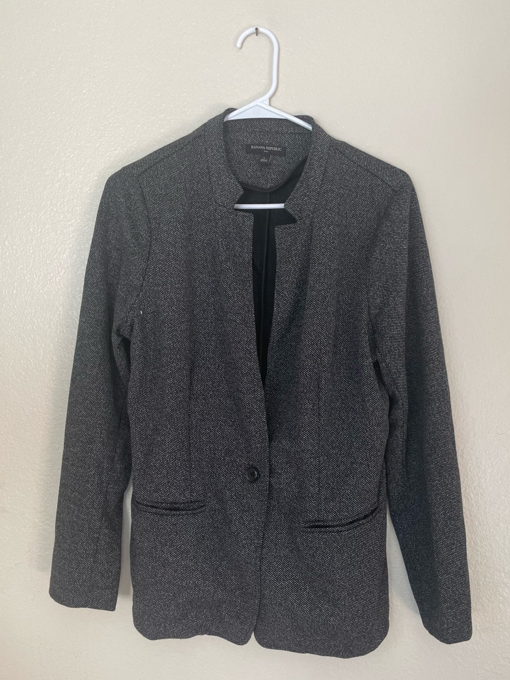 Banana Republic Women's Charcoal Gray Collarless Blazer Large
